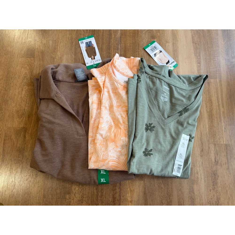 Lot of 3 NWT Womens Tops XL Matty M Polo Hang Ten Sun Shirt Sonoma V-Neck Tee